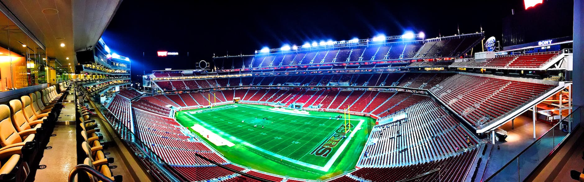 football stadium during night